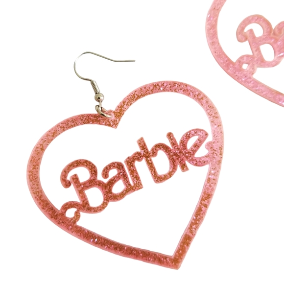 Handcrafted Barbie Heart Earrings - Picture 2 of 4